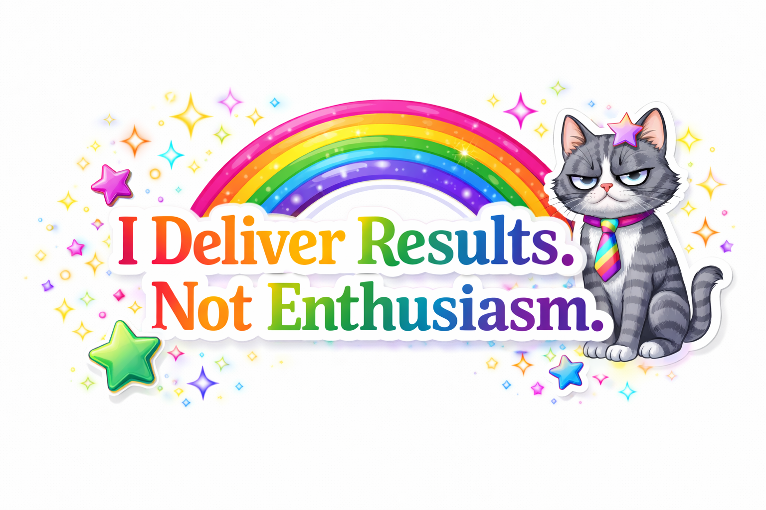 I deliver results not enthusiasm sticker